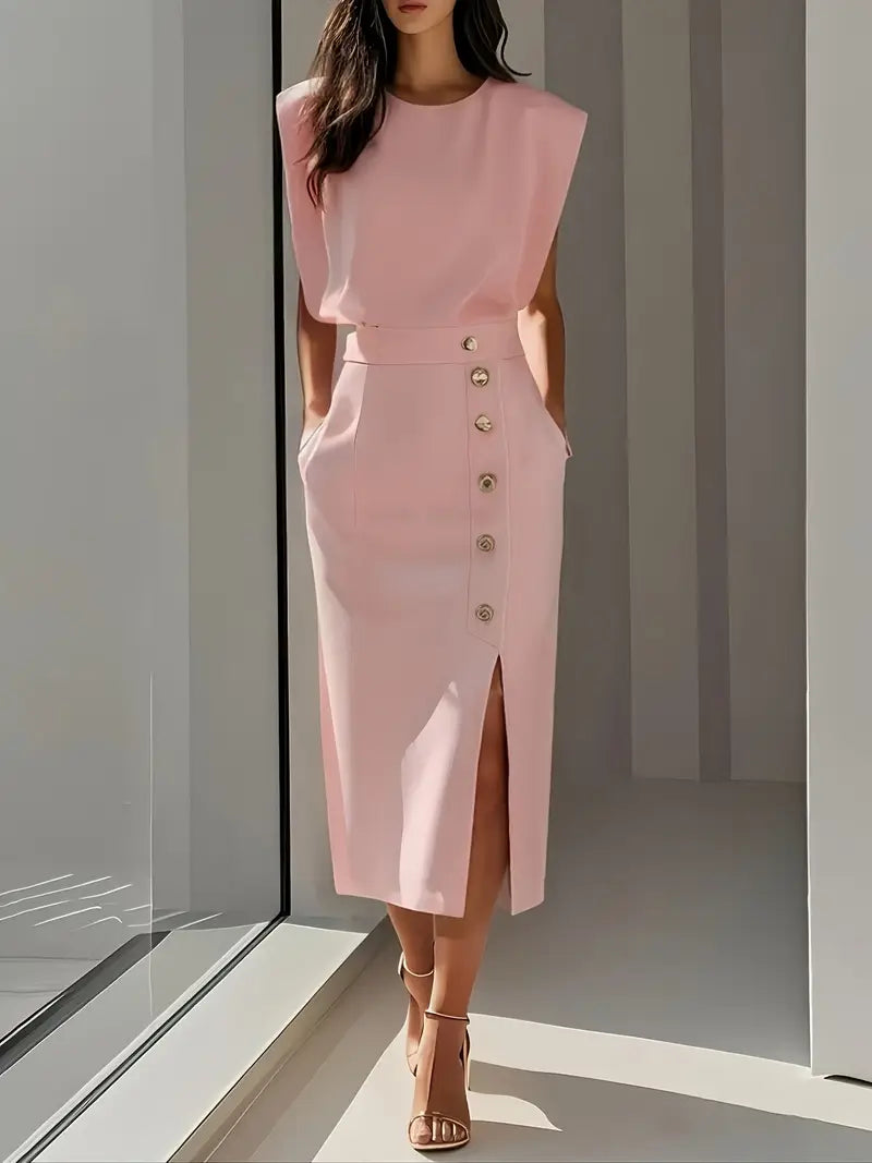 Jupe midi taille haute à fente latérale Nelvoire — vue 2