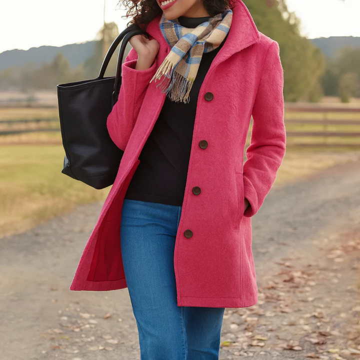 Manteau boutonné intemporel Nelvoire — Marine, collection femme