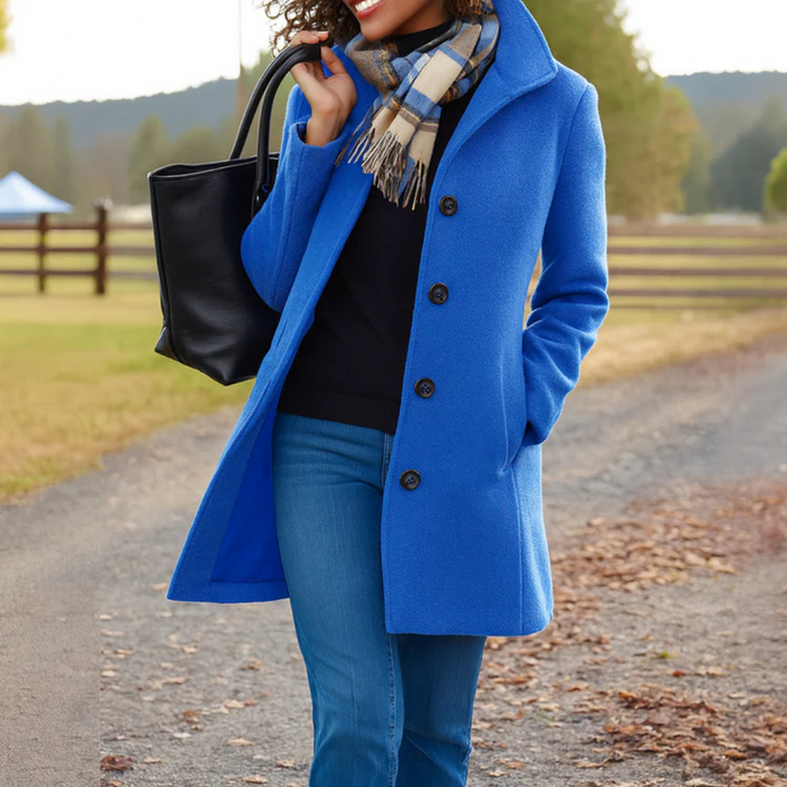 Manteau boutonné intemporel Nelvoire — coloris bleu
