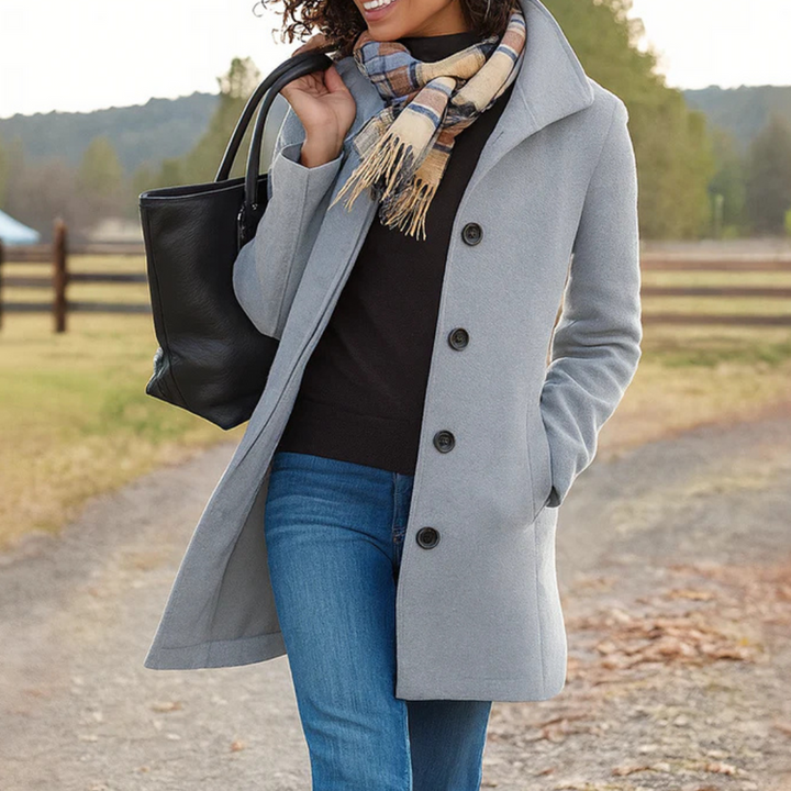 Manteau boutonné intemporel Nelvoire — coloris gris