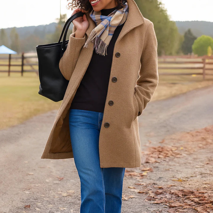 Manteau boutonné intemporel Nelvoire — coloris kaki