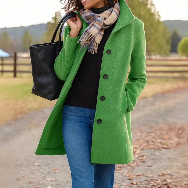 Manteau boutonné intemporel Nelvoire — coloris vert