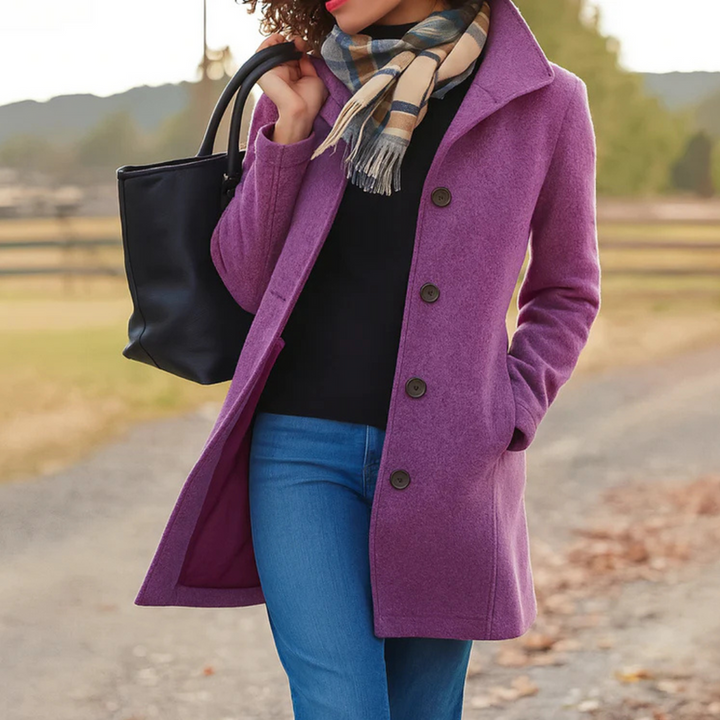 Manteau boutonné intemporel Nelvoire — coloris violet