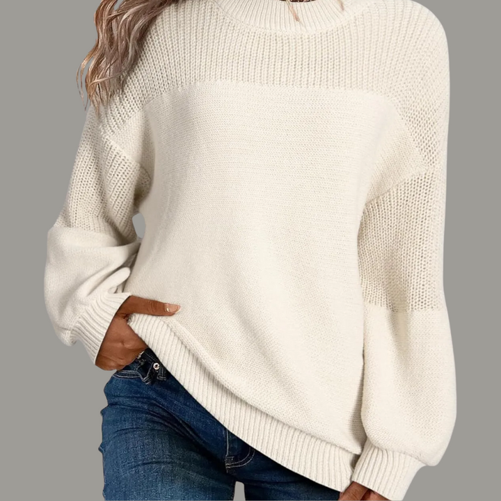 Pull texturé à empiècements en maille Nelvoire — coloris blanc