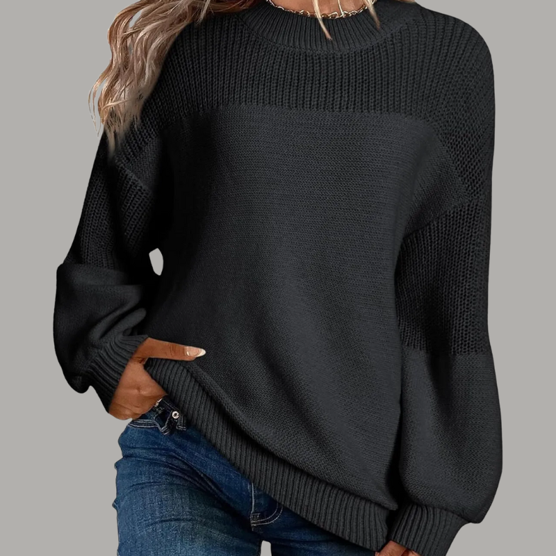 Pull texturé à empiècements en maille Nelvoire — coloris noir