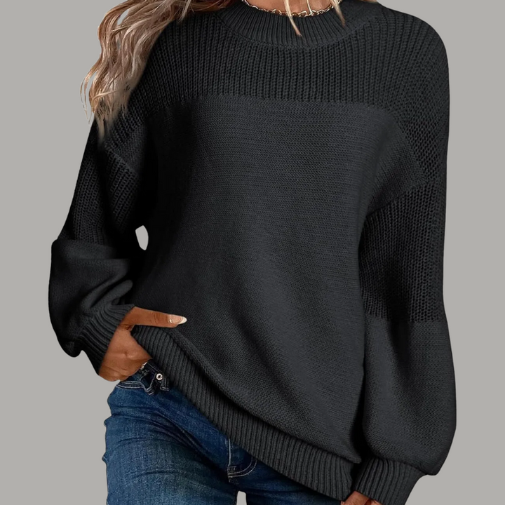 Pull texturé à empiècements en maille Nelvoire — coloris noir