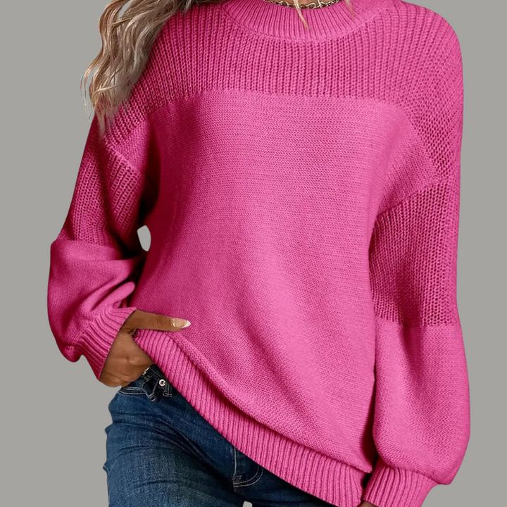 Pull texturé à empiècements en maille Nelvoire — coloris rose