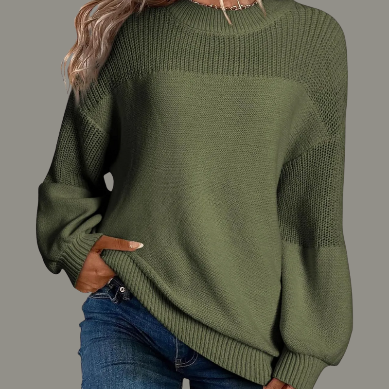 Pull texturé à empiècements en maille Nelvoire — coloris vert