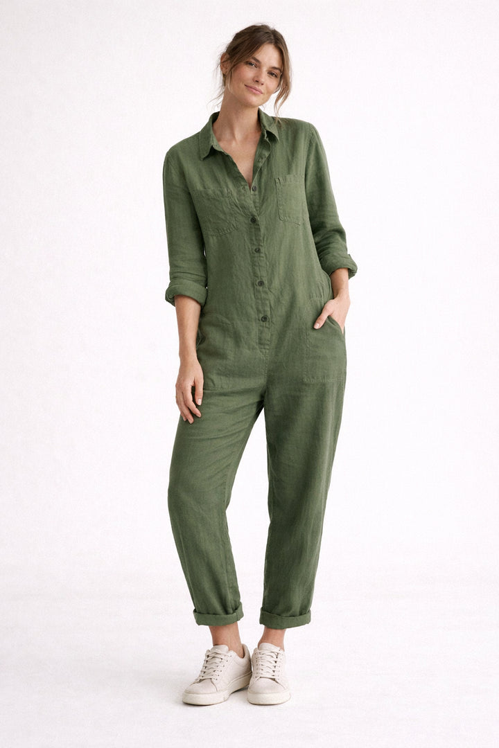 Combinaison col chemise à manches 3/4 Nelvoire — coloris vert