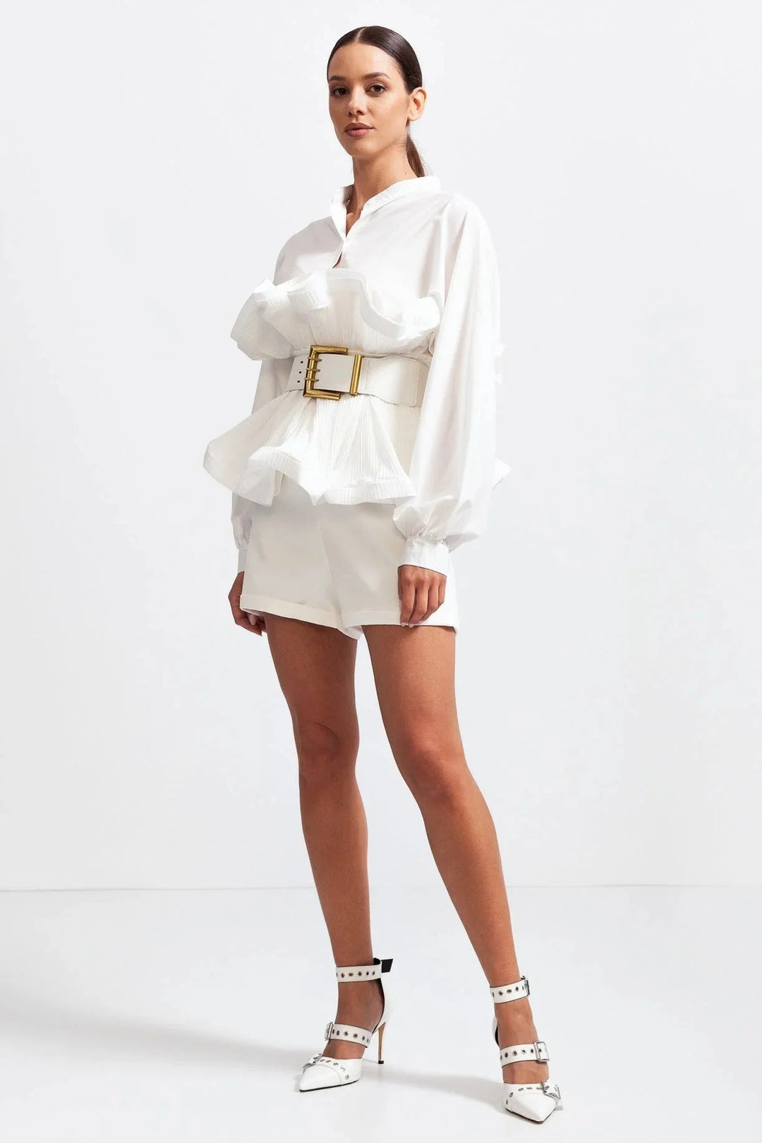 Blouse à volants et manches volumineuses Nelvoire — Nadège, collection femme