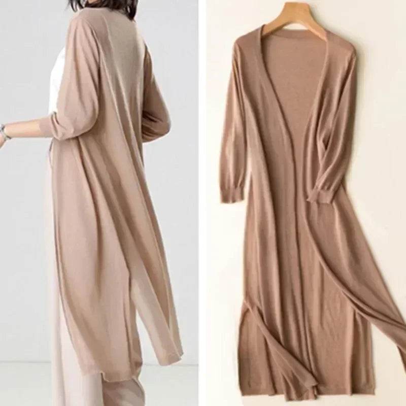Gilet long ouvert à fentes latérales Nelvoire — Ninon, collection femme