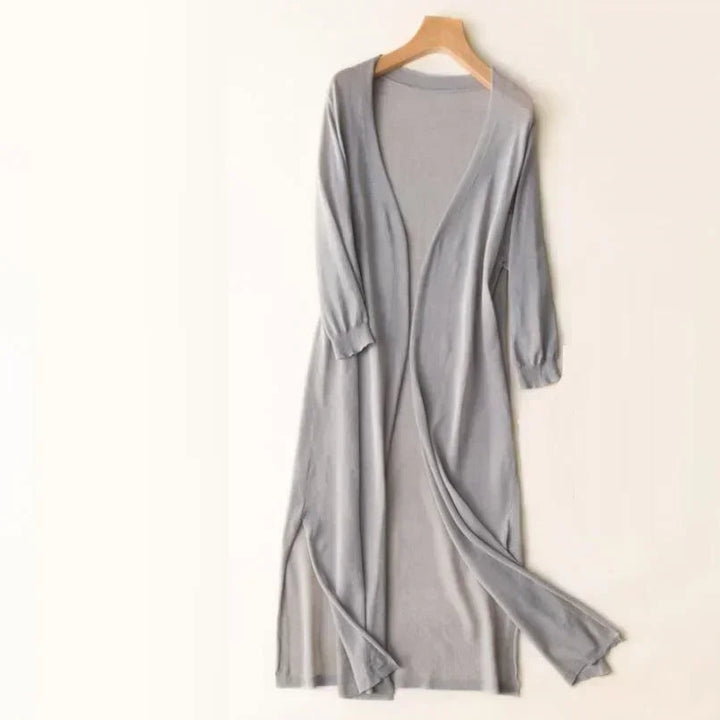 Gilet long ouvert à fentes latérales Nelvoire — coloris gris
