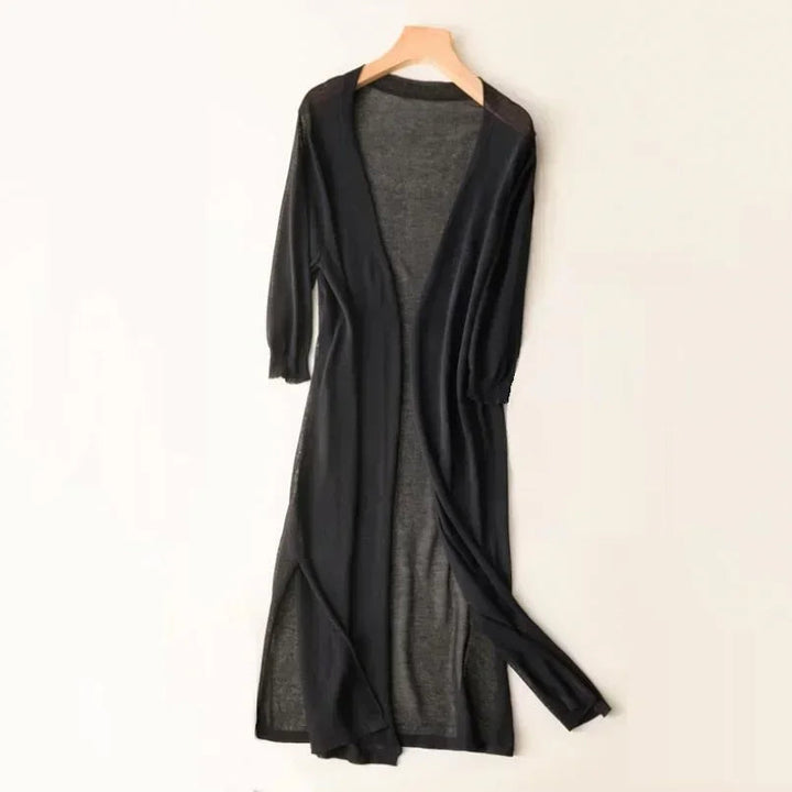 Gilet long ouvert à fentes latérales Nelvoire — coloris noir