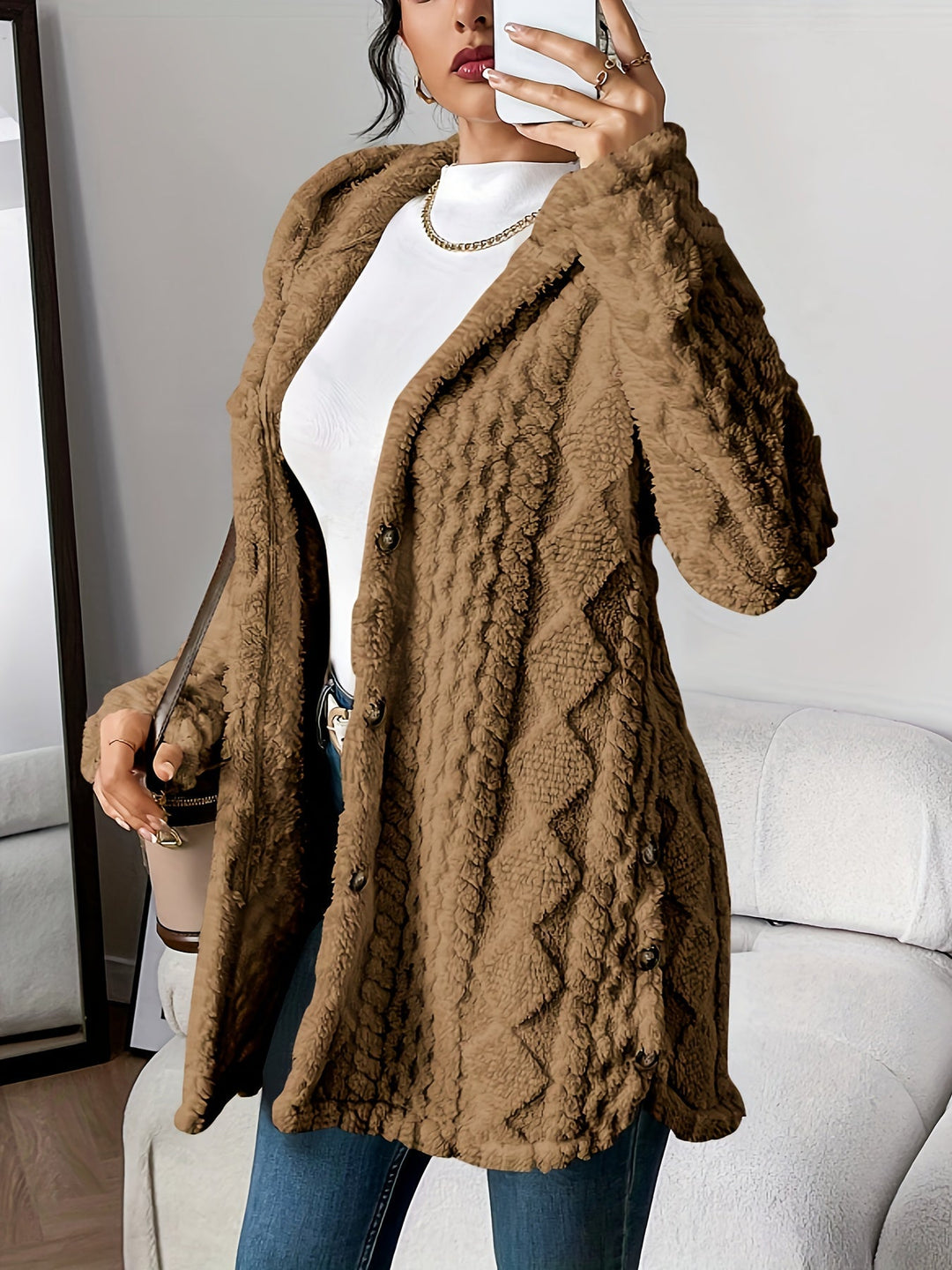 Gilet à capuche confortable Nelvoire — coloris marron