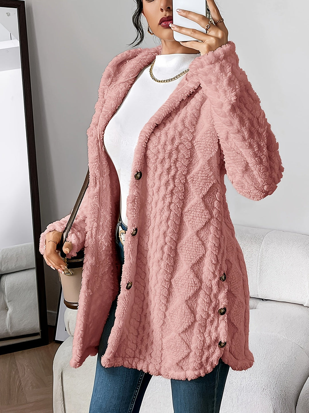 Gilet à capuche confortable Nelvoire — coloris rose