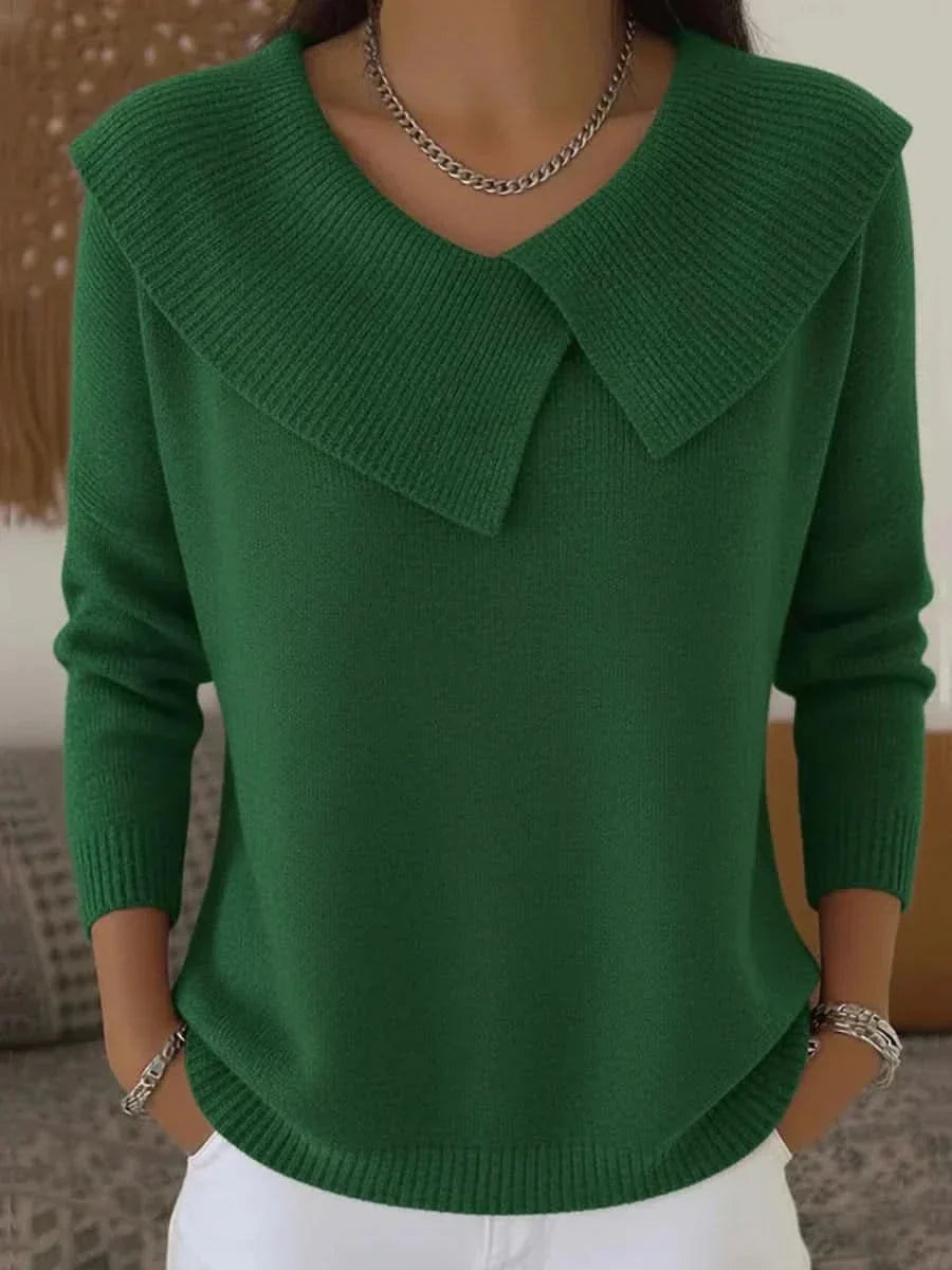 Pull côtelé à col détaillé Nelvoire — coloris vert