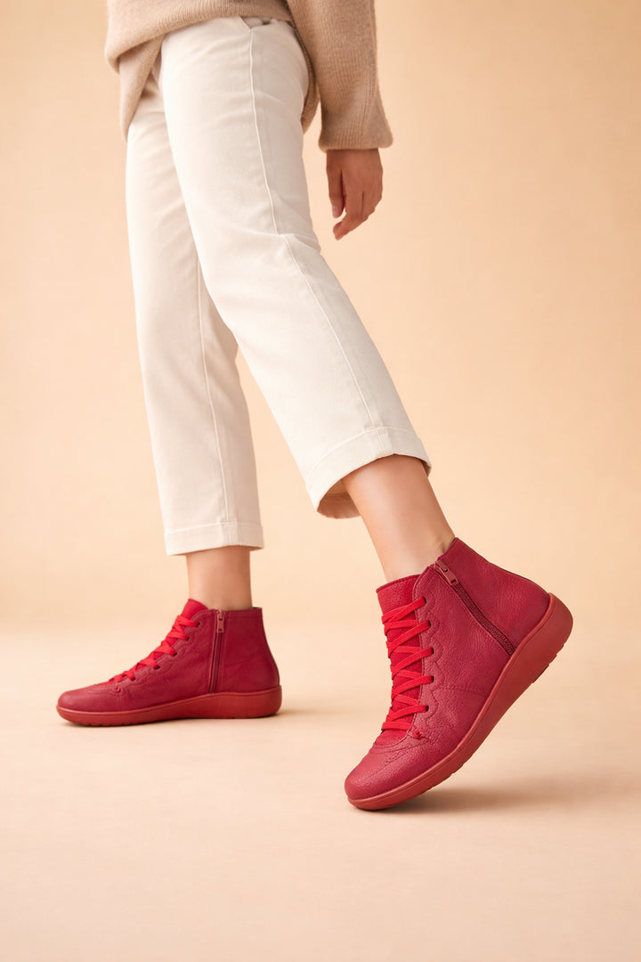Bottines confort à fermeture éclair Nelvoire — coloris rouge
