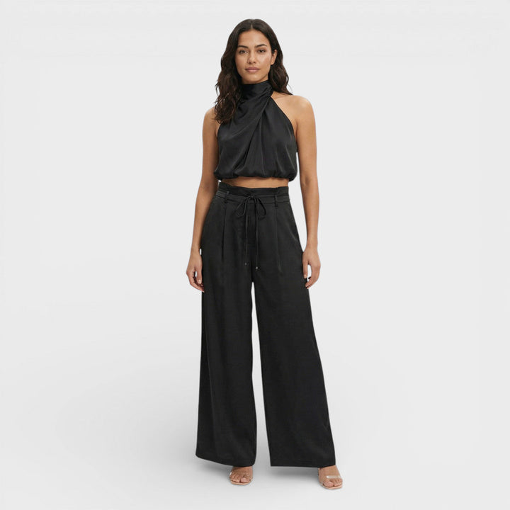 Combinaison col montant haut court et pantalon Nelvoire — coloris noir