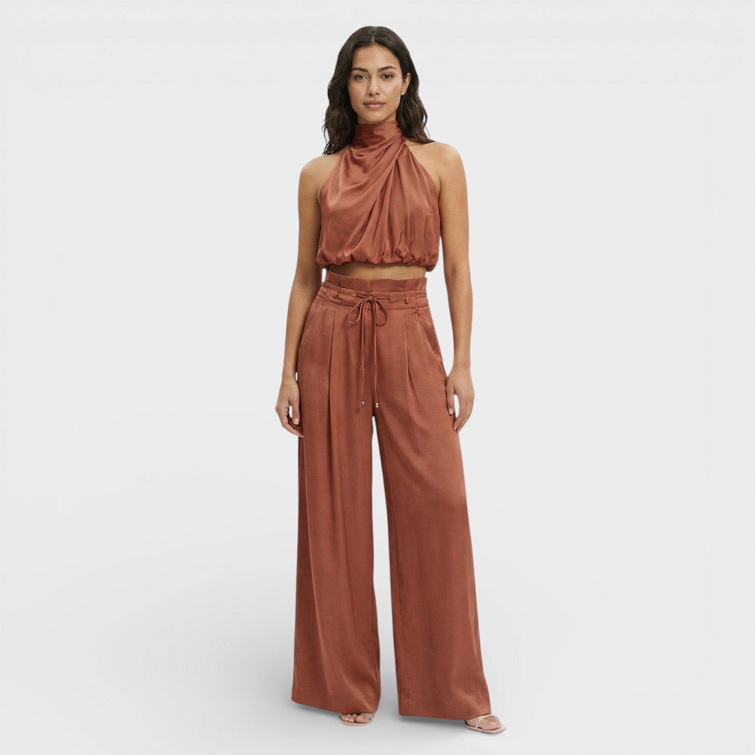 Combinaison col montant haut court et pantalon Nelvoire — coloris orange