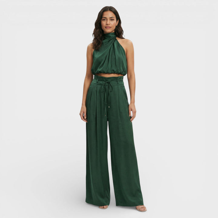 Combinaison col montant haut court et pantalon Nelvoire — coloris vert