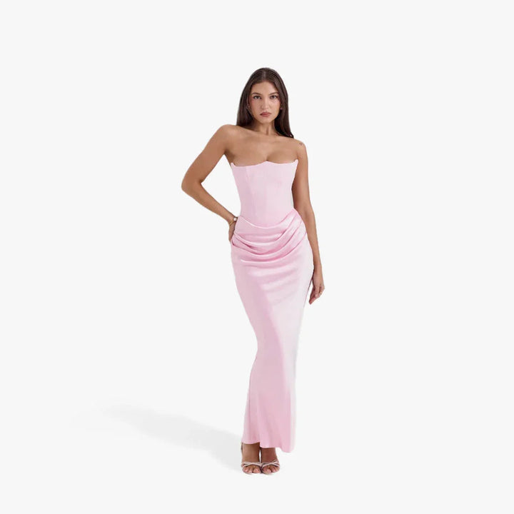Robe longue bustier à détails drapés Nelvoire — vue 2