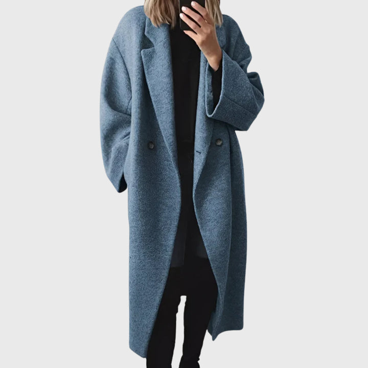 Manteau long confortable Nelvoire — coloris bleu