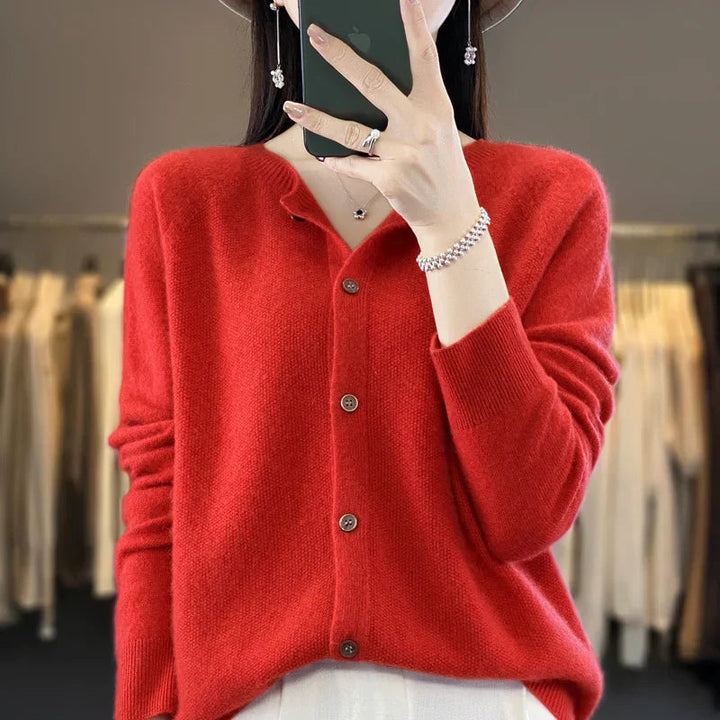 Pull en maille boutonné devant Nelvoire — coloris rouge