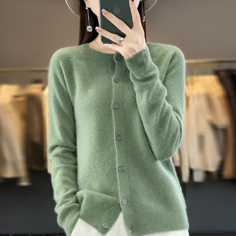 Pull en maille boutonné devant Nelvoire — coloris vert
