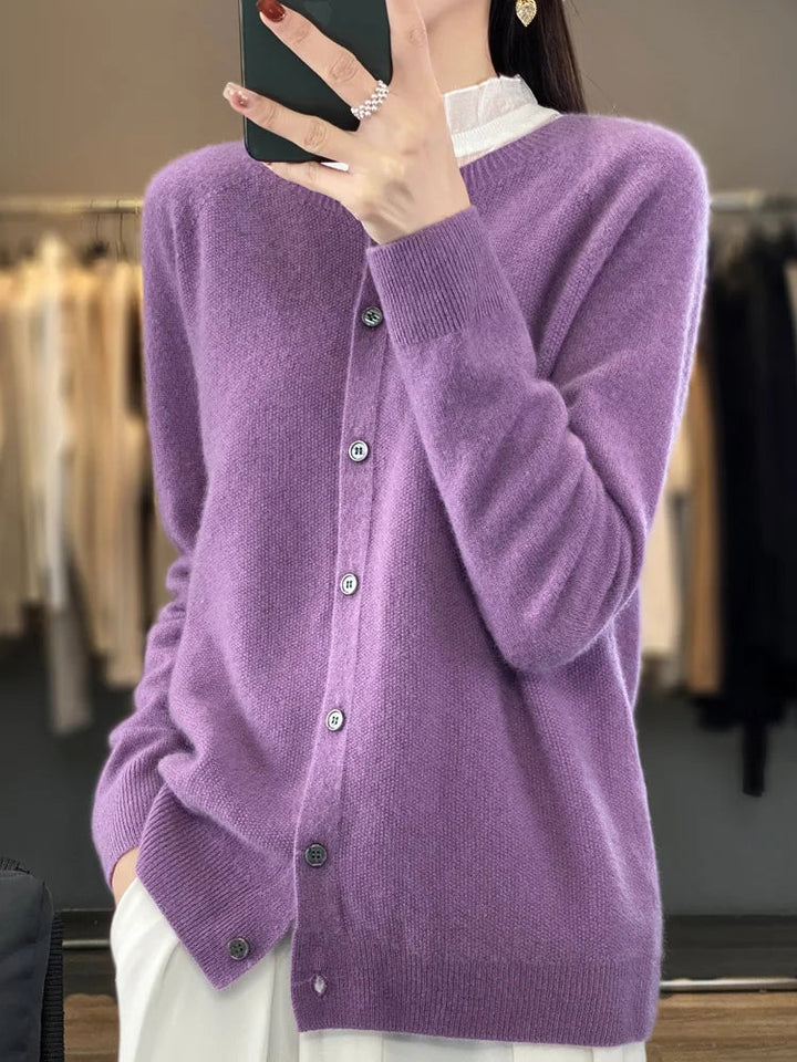 Pull en maille boutonné devant Nelvoire — coloris violet