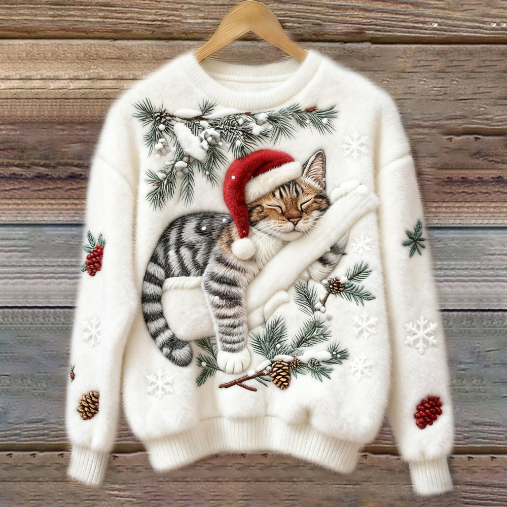 Pull à imprimé chat festif Nelvoire — vue 2
