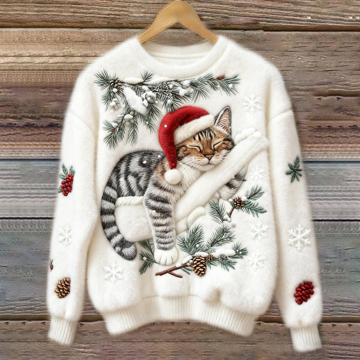 Pull à imprimé chat festif Nelvoire — vue 2