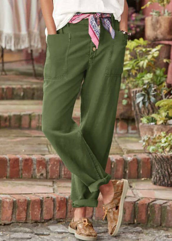 Pantalon fuselé boutonné devant Nelvoire — coloris vert