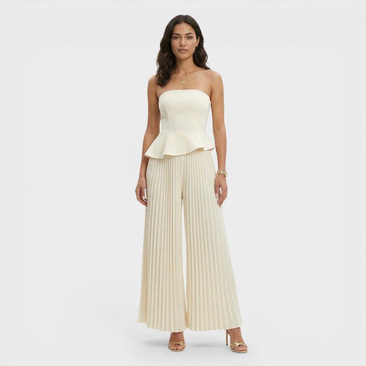 Combinaison crème bustier à basque jambe large Nelvoire — Tiphaine, collection femme