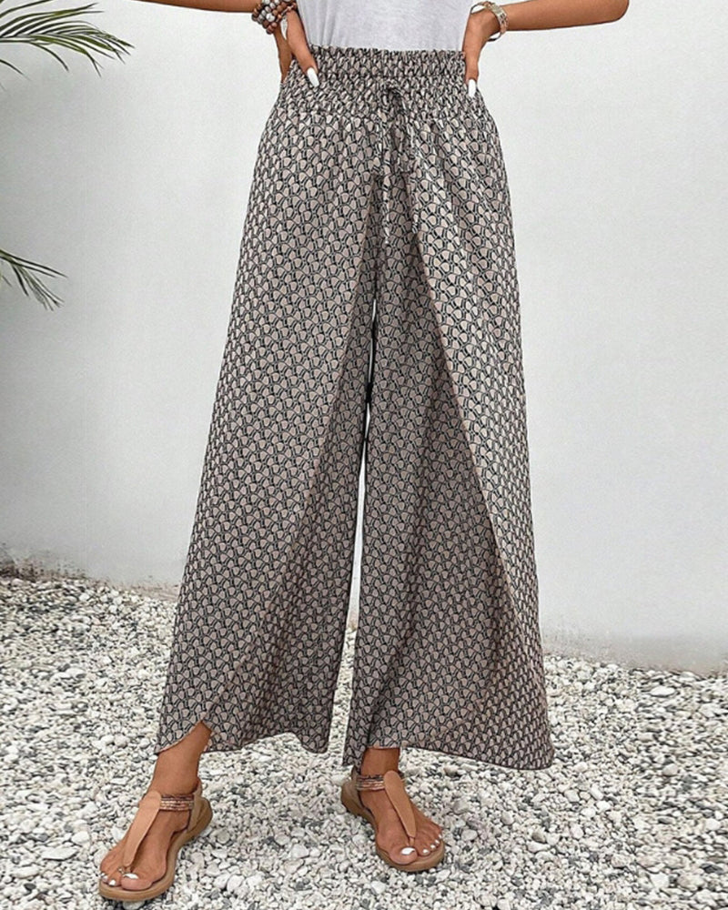 Pantalon jambe large taille élastique Nelvoire — coloris gris