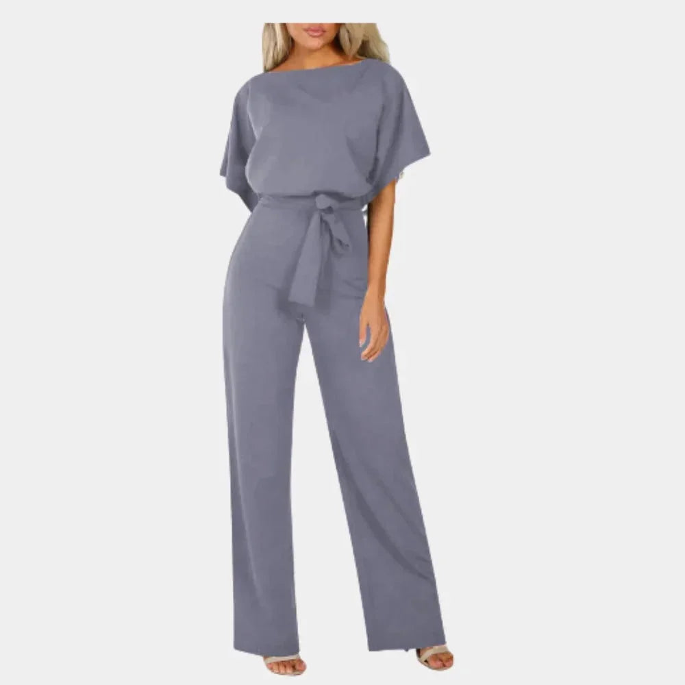 Combinaison jambe large ceinturée manches kimono Nelvoire — coloris gris