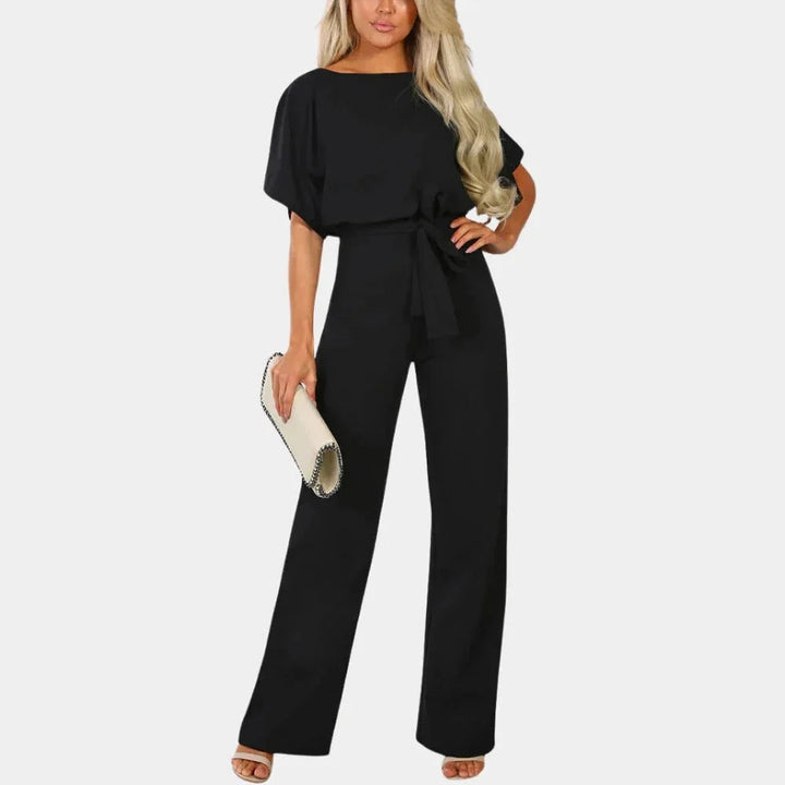 Combinaison jambe large ceinturée manches kimono Nelvoire — coloris noir