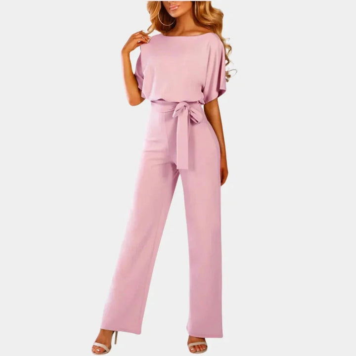 Combinaison jambe large ceinturée manches kimono Nelvoire — coloris rose