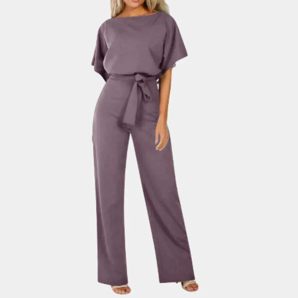 Combinaison jambe large ceinturée manches kimono Nelvoire — coloris violet